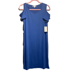 Daily Thread NWT Elegant Blue Soft Stretchy Cold Shoulder Dress
